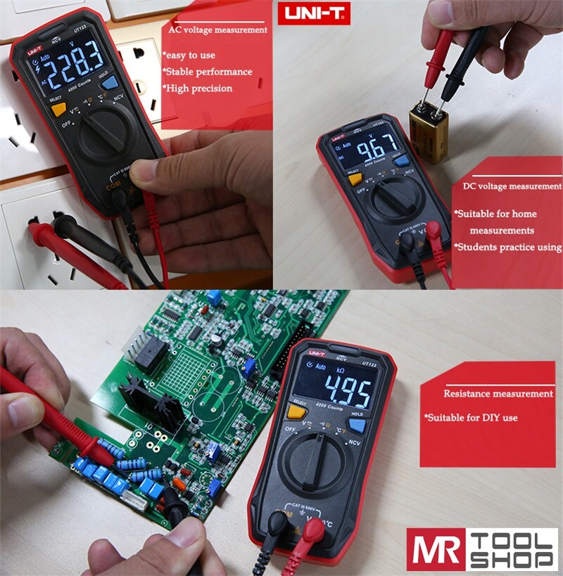 Uni-T UT123 Mini Digital multimeter AC Voltmeter Ohmmeter Temp NCV Tester EBTN
