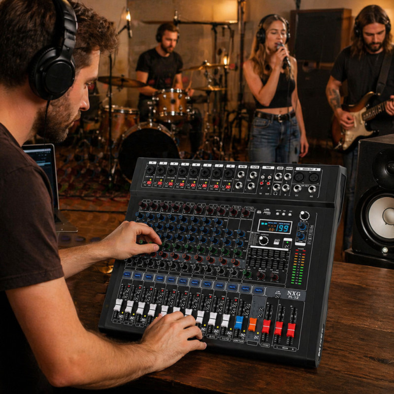 12-channel professional mixer with 99 DSP effects and Bluetooth/USB connectivity