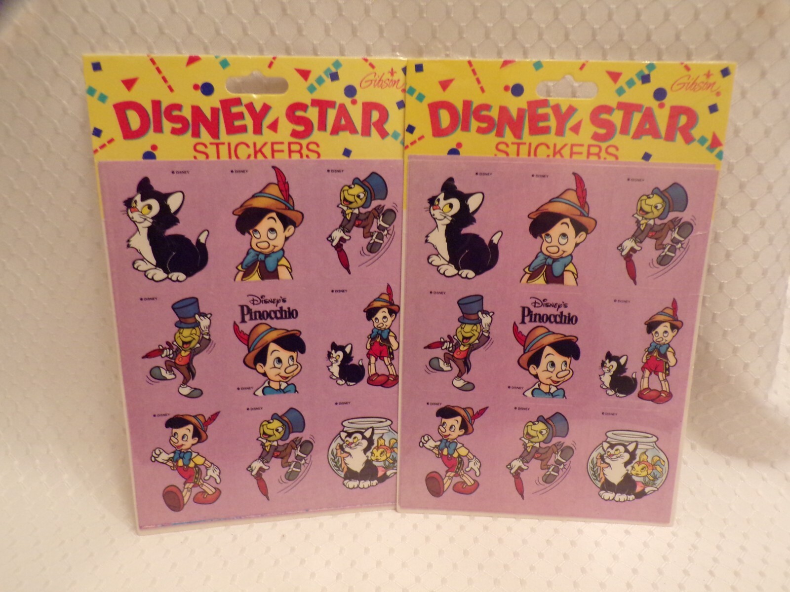 LOT of 2 Disney Pinocchio Stickers