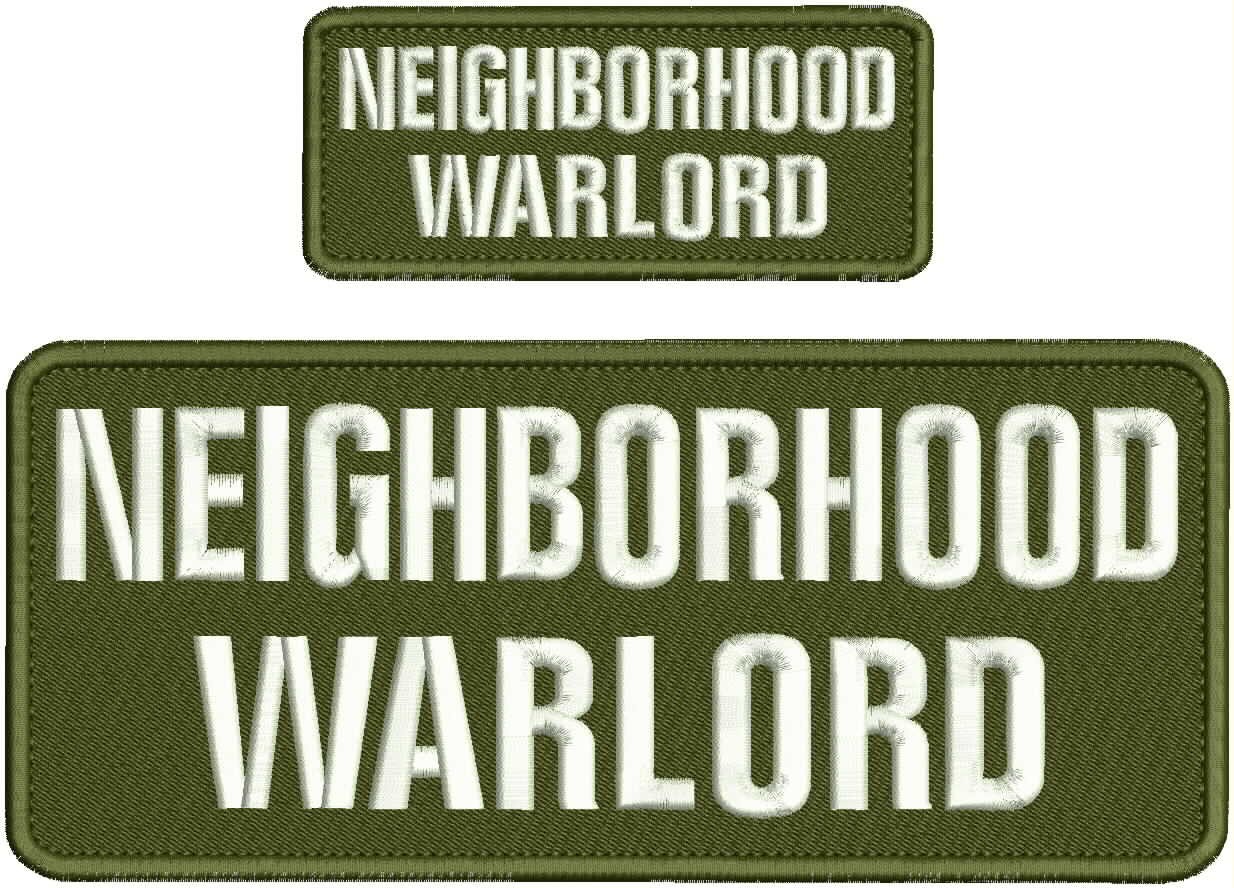 Collectible 2 Embroidery Patch ''Neighborhookd W '' 4x10 and 2x5 White  On Od