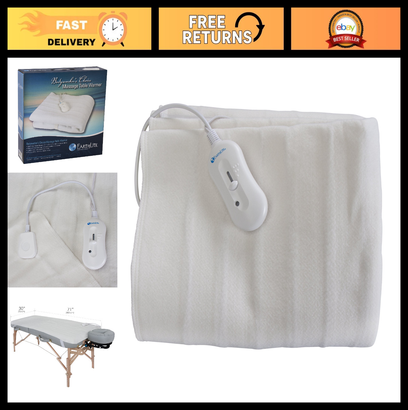 Adjustable Massage Table Warmer - Soft Felt Heating Pad, 30" x 71", Pro Quality