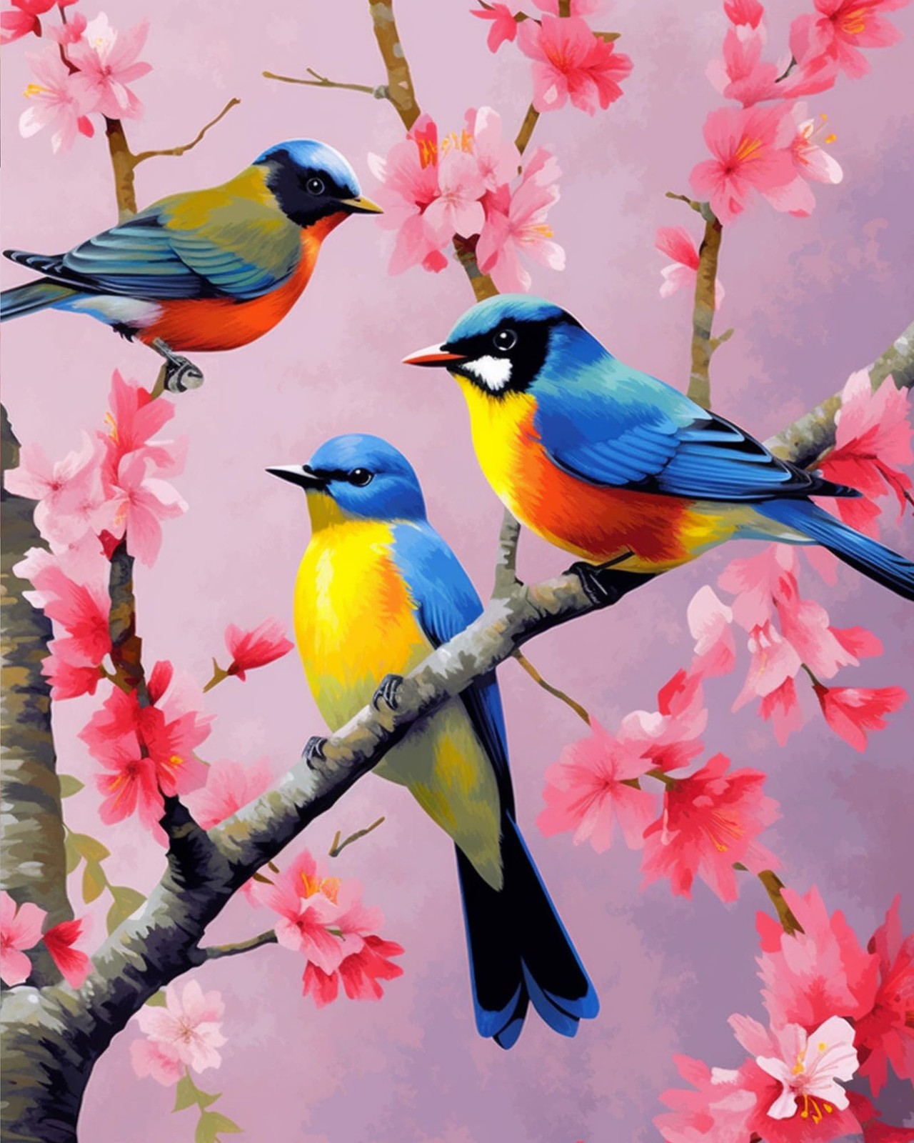 Maomaomi Paint by Numbers DIY Acrylic Painting Kit for 20x16 inches, Bird