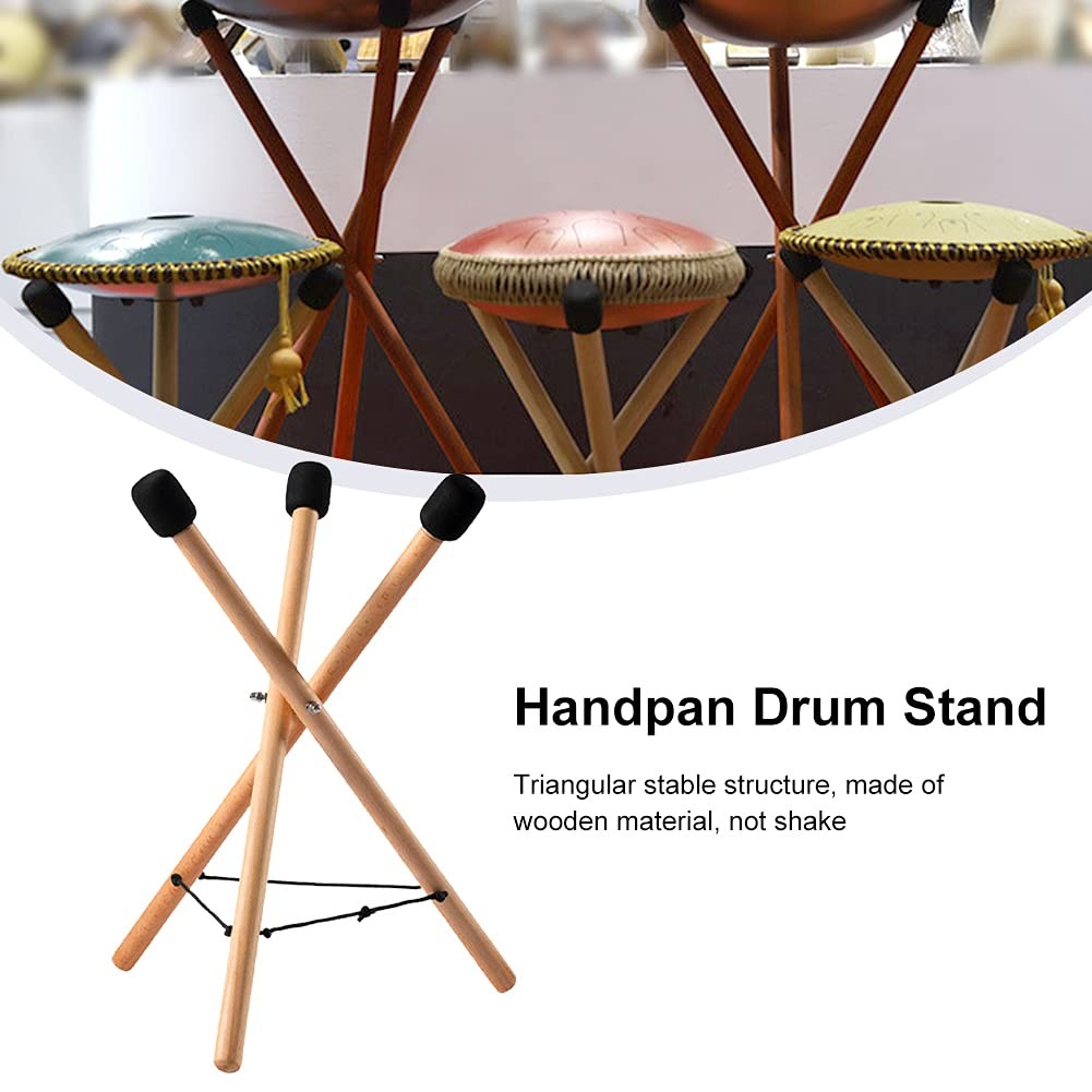 EMVANV Handpan Drum Stand, Solid Wood Adjustable Triangular Extendable Snare Hol