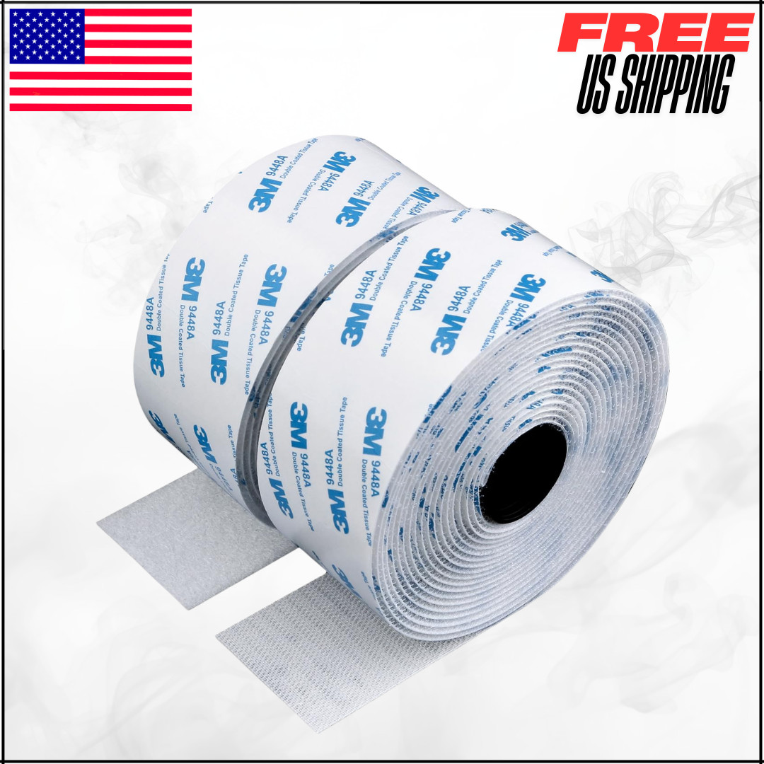 Hook & Loop Tape 3M Super Sticky Self Adhesive 9448A Nylon Fabric Strip 2"x16.5'