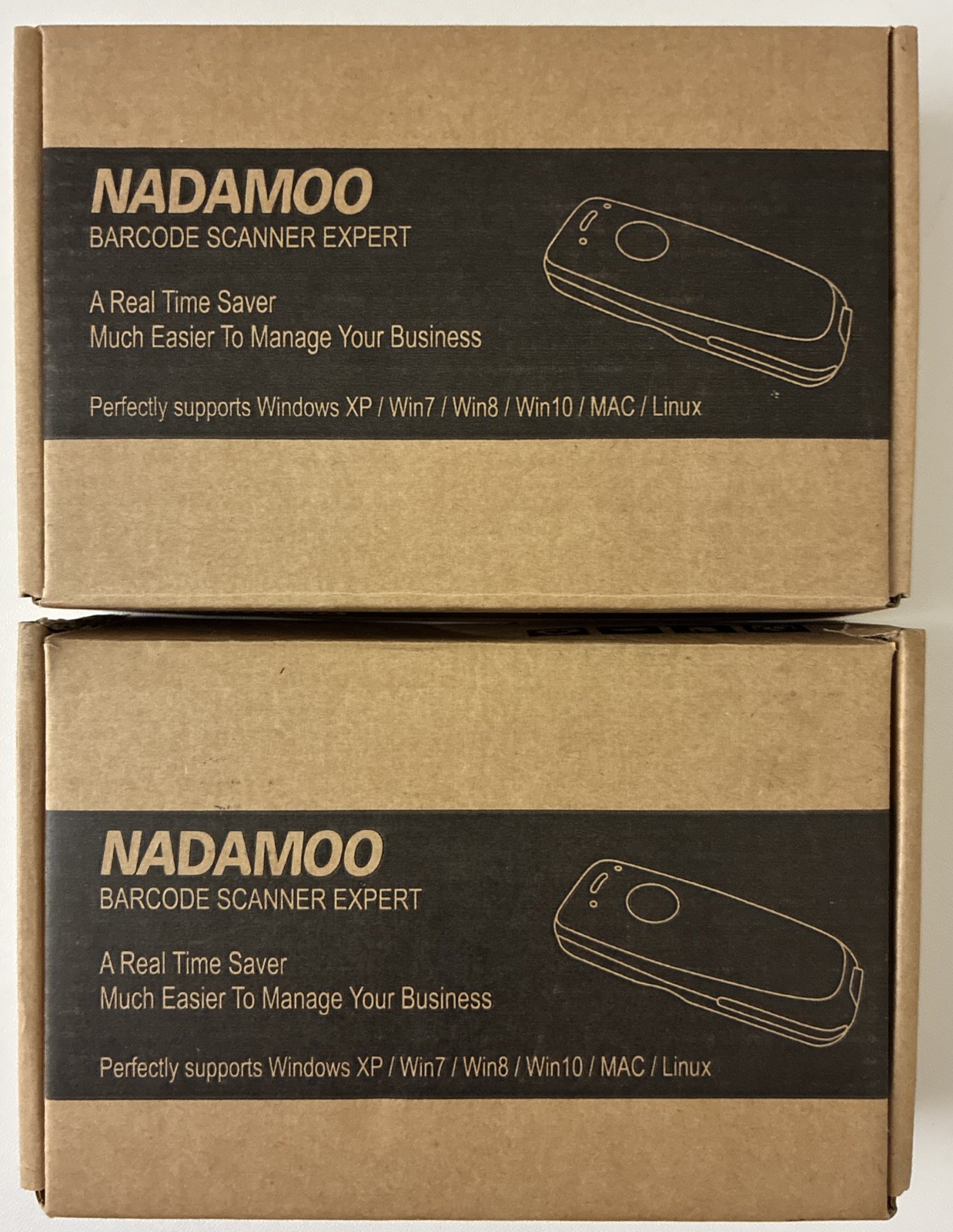 2 NADAMOO Wireless Barcode Scanners Model Bur3076 box & Instructions/cards Good