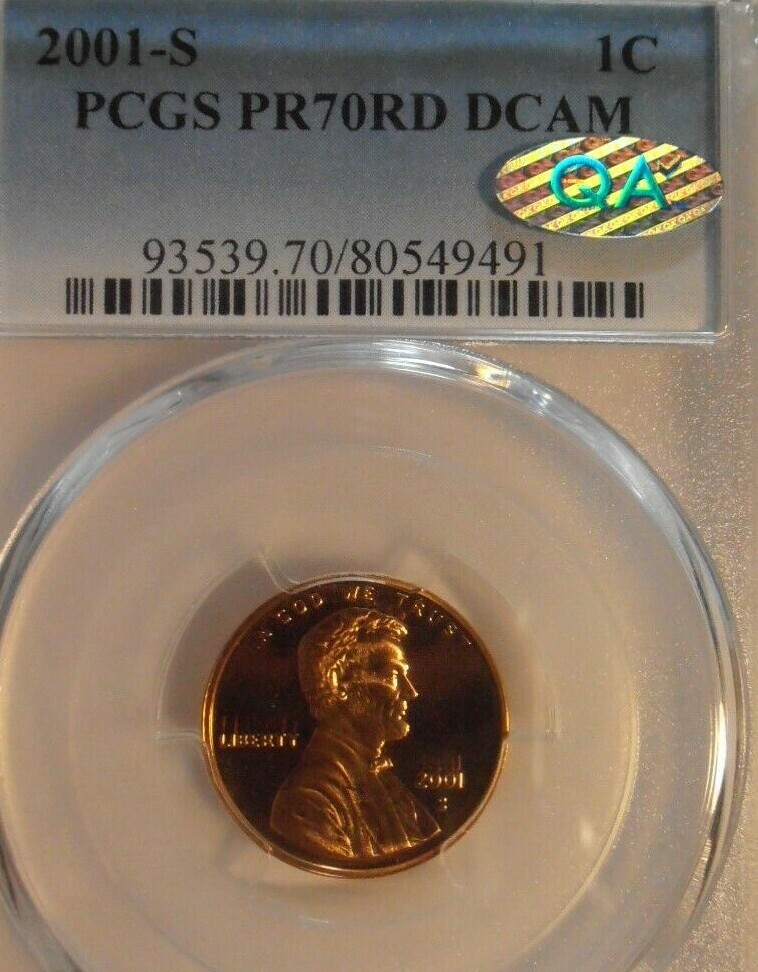 2001 S Proof Lincoln Cent PCGS PR70RD DCAM, QA Sticker (01S491) FREE SHIPPING