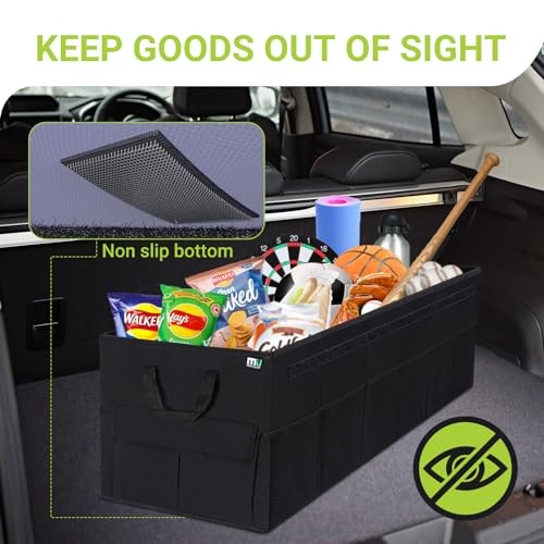 Trunk Organizer with Lid, 72L Large Capacity Car Organizer, Extra Large Black