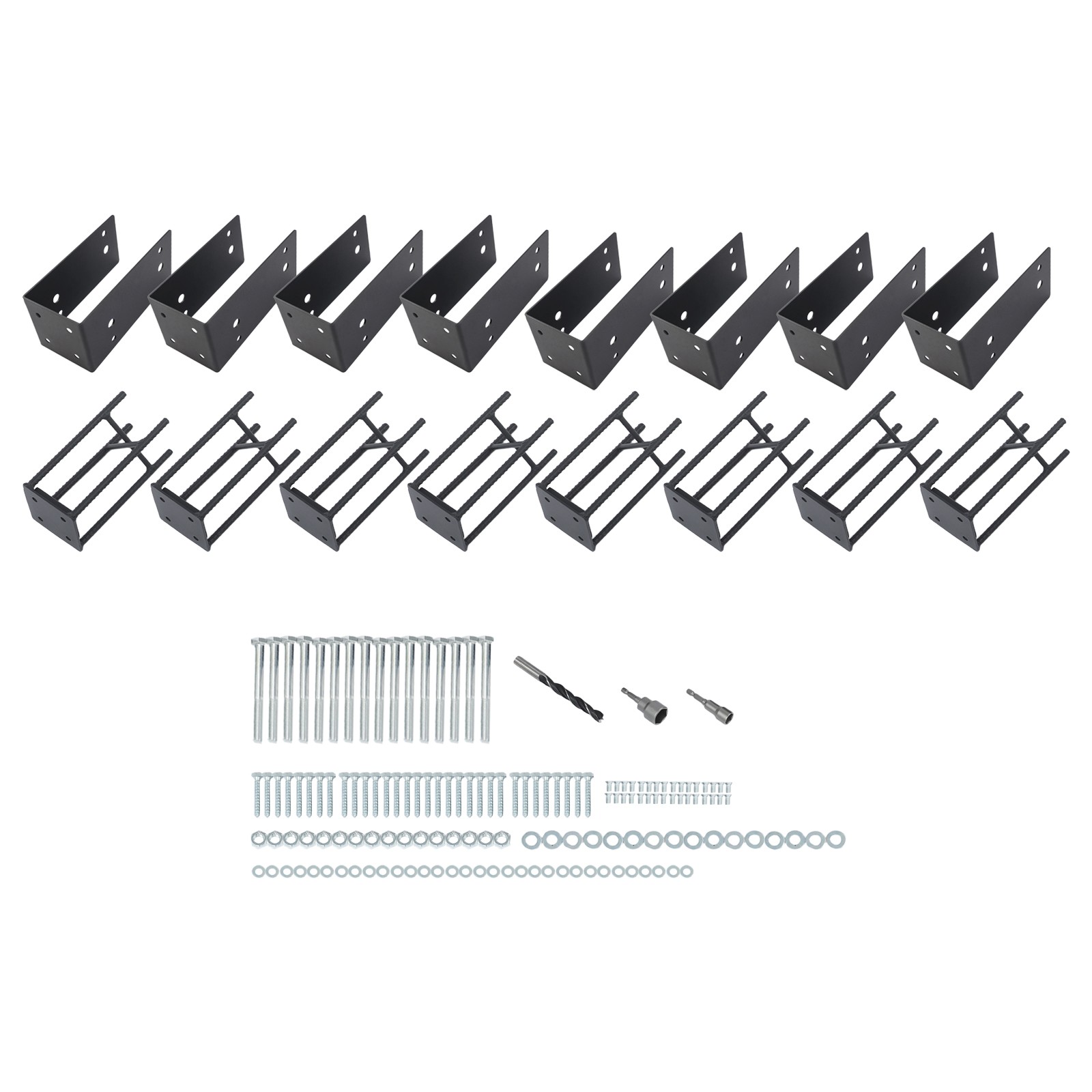 Concrete Fence Post Base, Post Base Holder, U-shape Foundation Post Holder Black