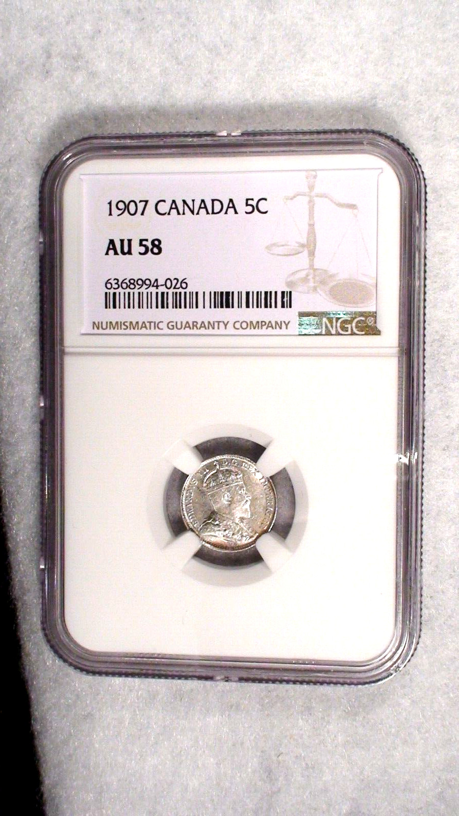 1907 Canada Five Cents NGC AU58 BETTER DATE SILVER 5C Coin BUY IT NOW!