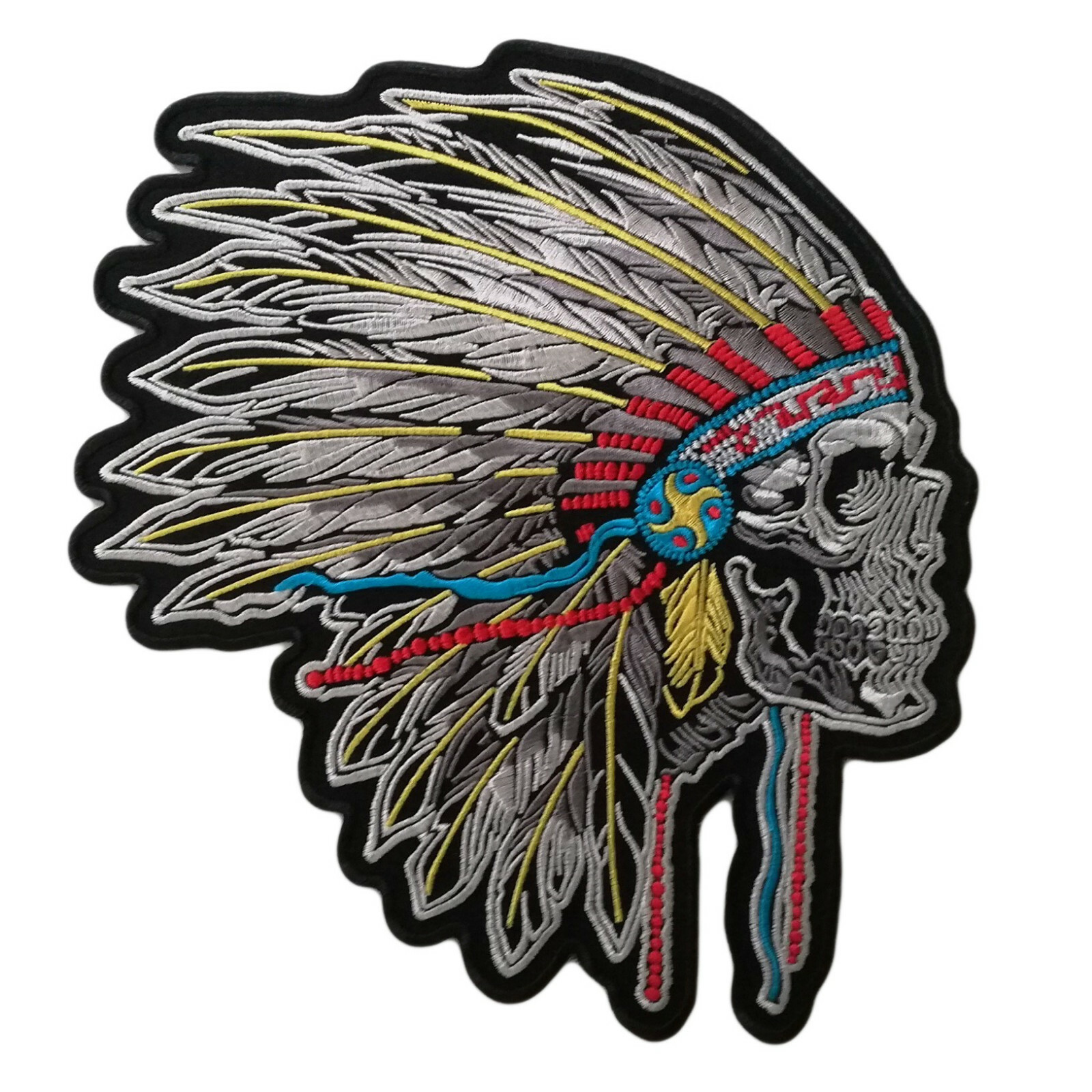 11" Skull Headdress Native American Indian Biker Vest Jacket Back Patch Rider MC