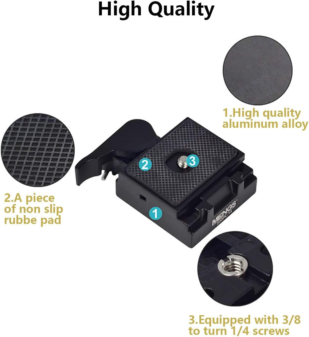 323 RC2 Quick Release Plate, Metal Rapid Adapter with 1/4" and 3/8" Camera Screw