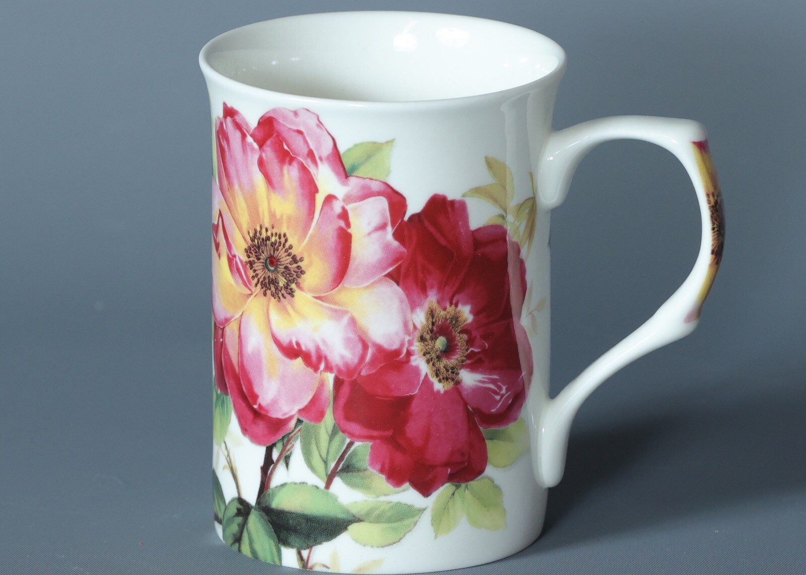 STECHCOL FULL BLOOM RED ROSES Bone China CAN Mug 2A