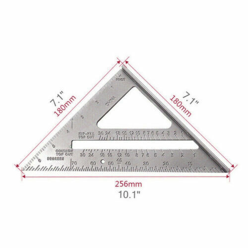 Steel Imperial Speed Square Triangle Angle Protractor Woodworker Ruler Tool 7In