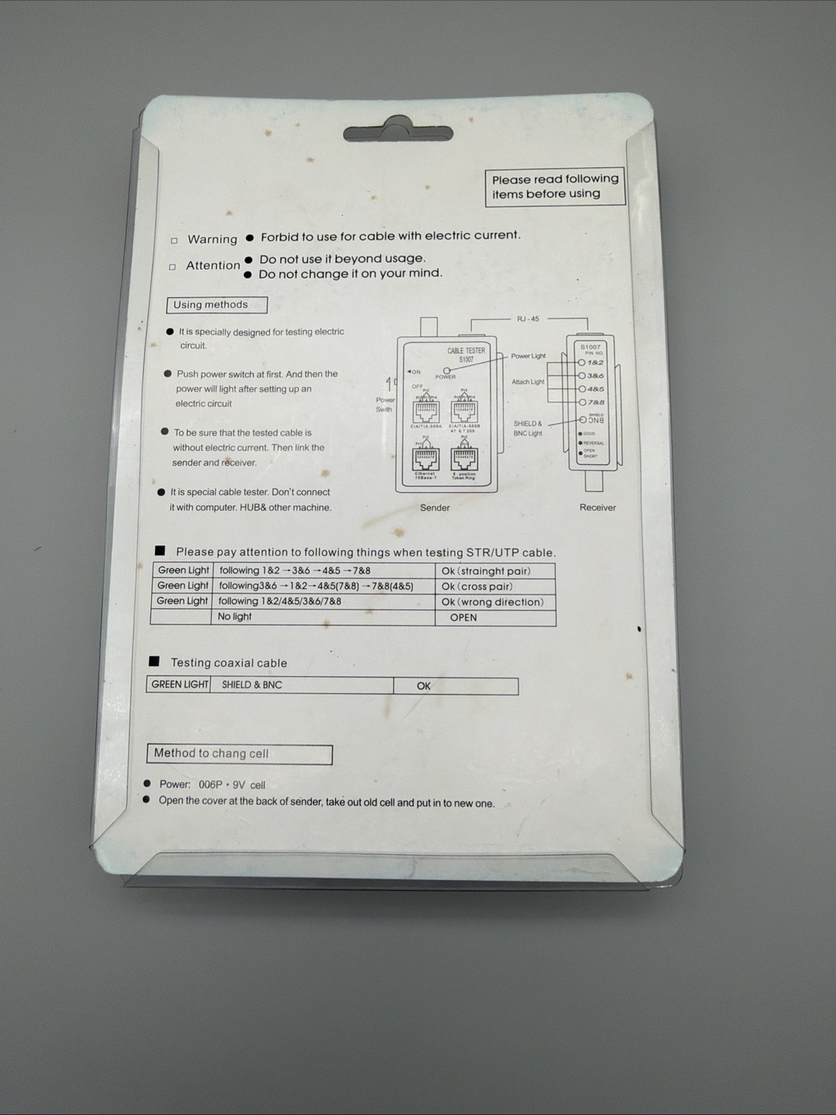 Network Cable Tester S 1007 New In Package