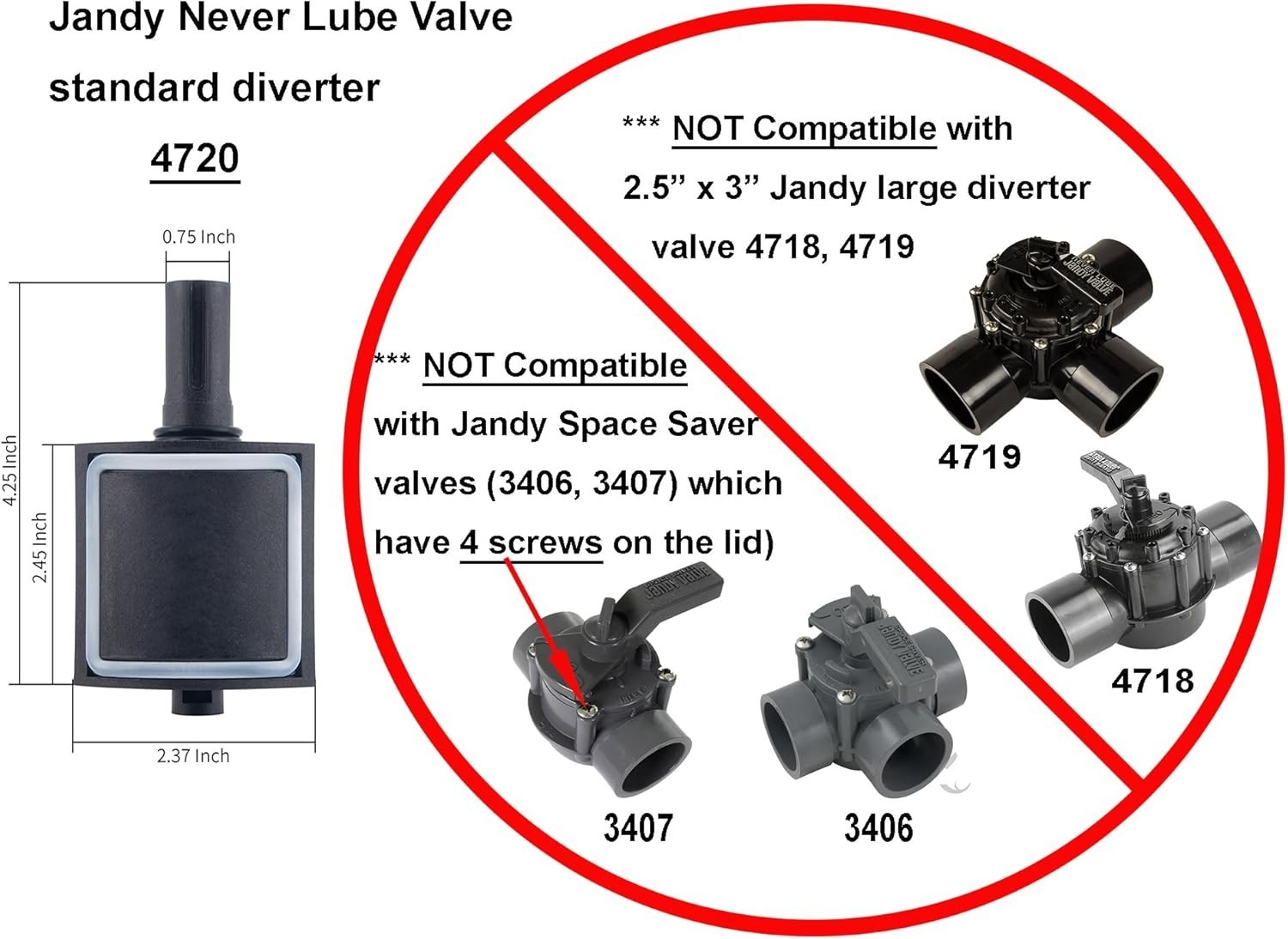 Replacement Diverter Valve Kit for Jandy - 4720 - Enhanced Pool Efficiency