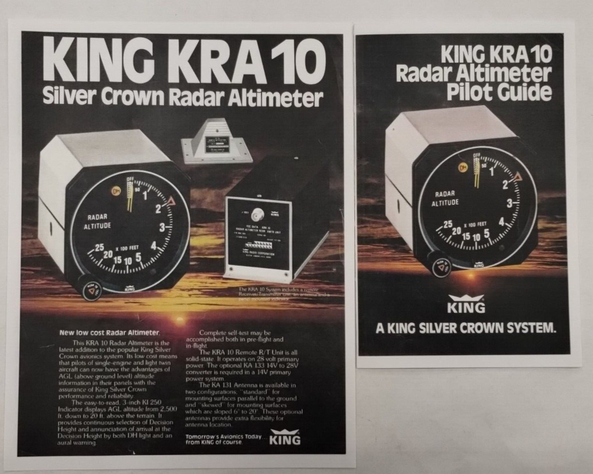 King KRA 10 Silver Crown Radar Altimeter Pilot Guide & Brochure -Reproduction