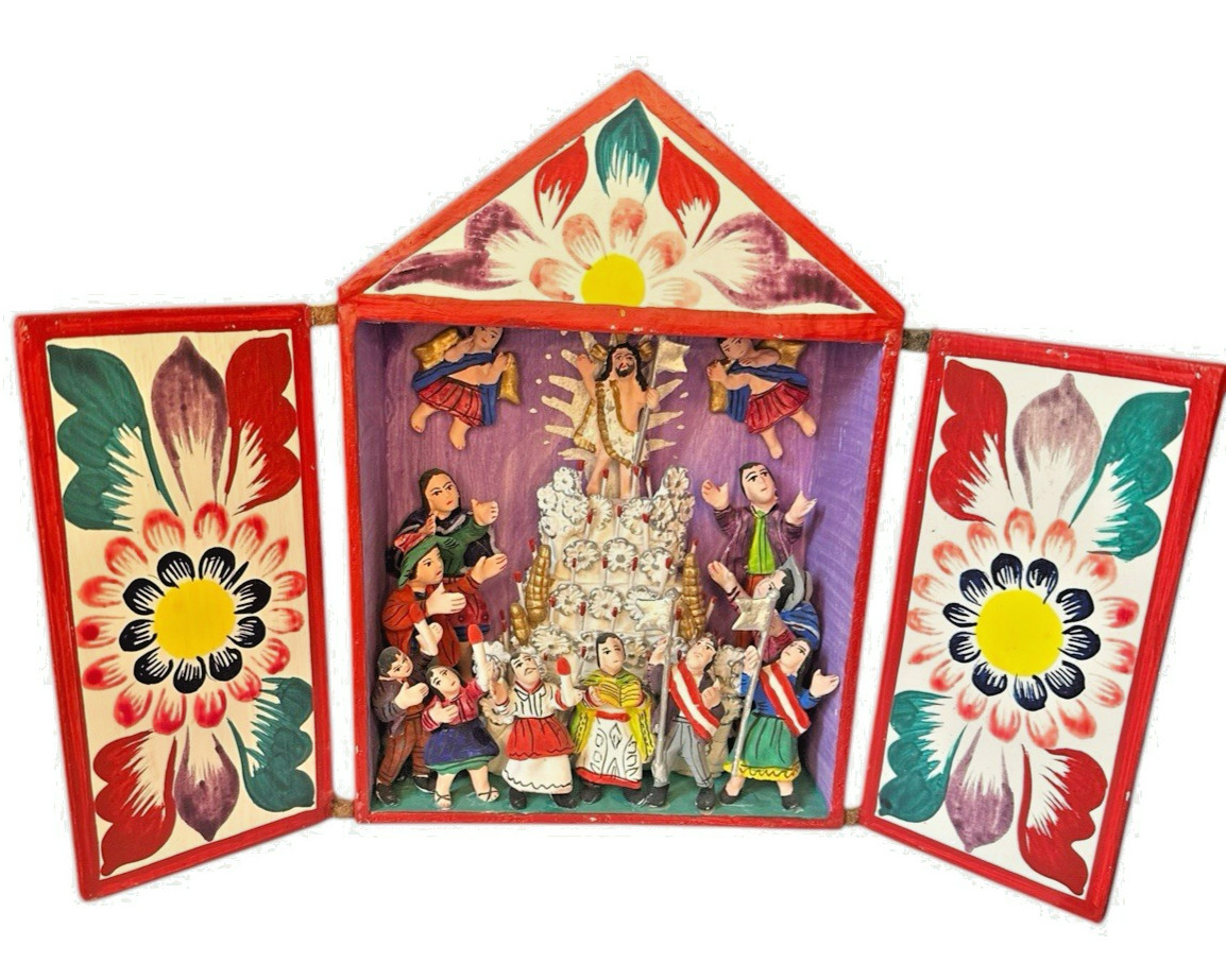 Peruvian Folk Art Retablo Nativity Diorama Nicario Jimenez Quispe Style Peru