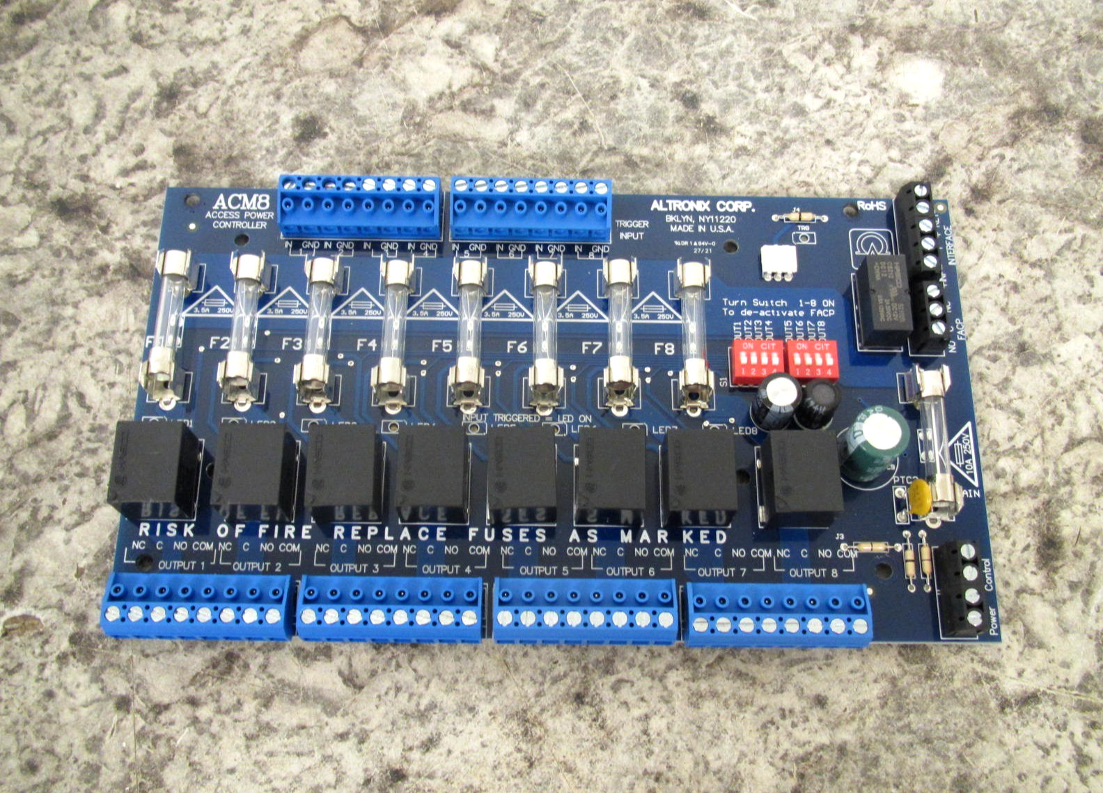 Altronix ACM8 8 Fused Relay Output Access Power Controller Board Free Shipping