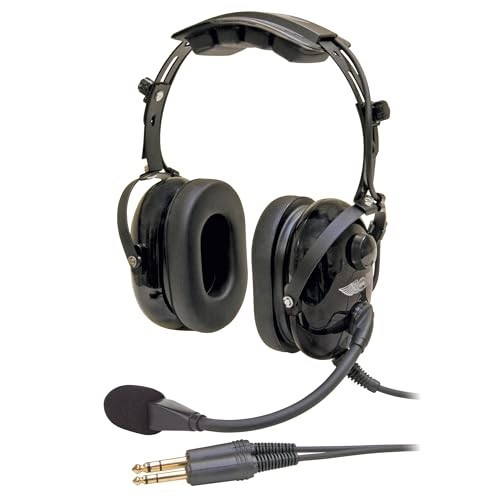 Durable Pilot Headset with 23 dB Noise Reduction, Noise-Canceling Mic, Stereo/Mo