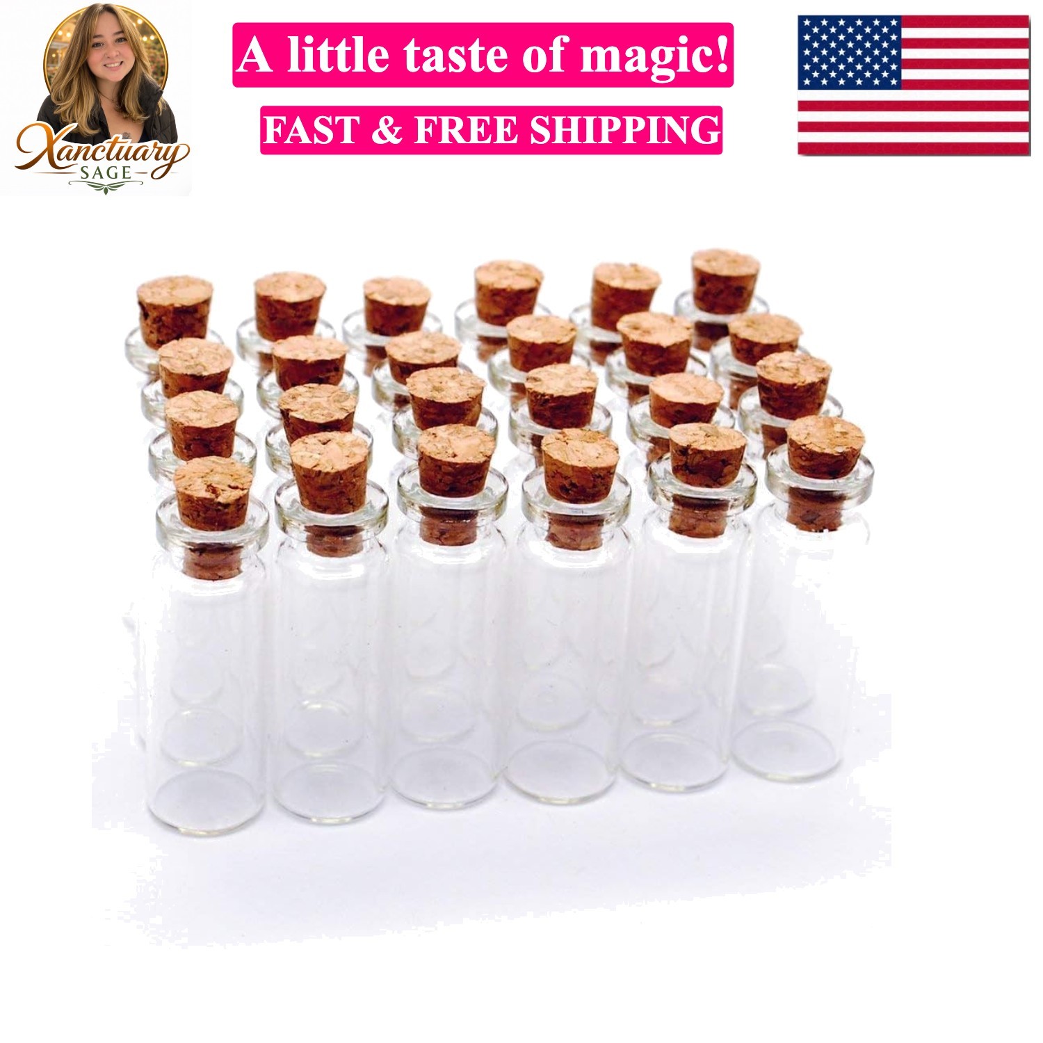 24 Pcs Clear Small Mini Glass Jars with Cork Stoppers For Message Weddings Wi...