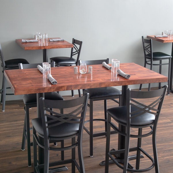 30'' x 60" Rectangular Butcher Block style Restaurant Table Top in Mahogany Wood