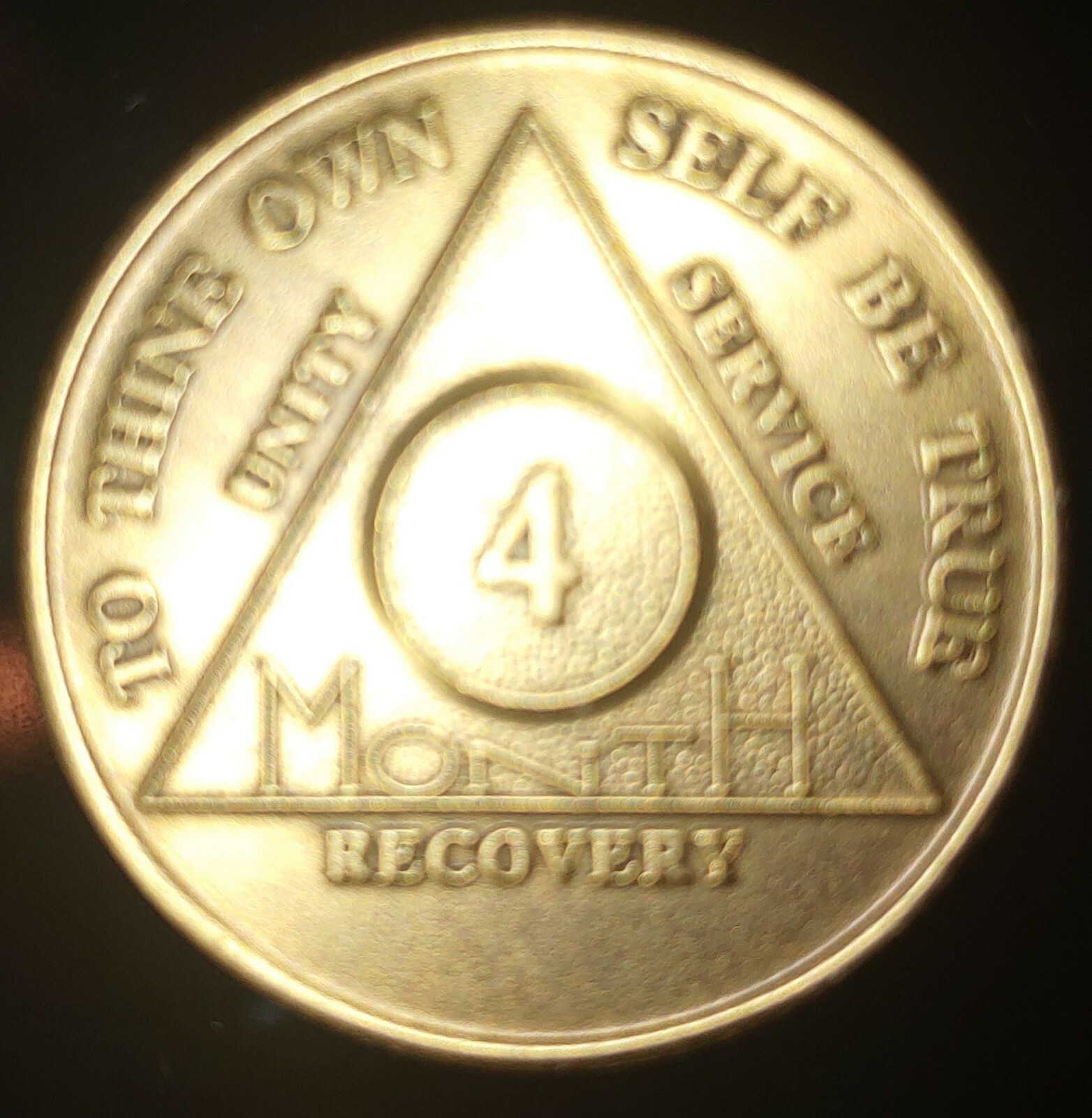 Alcoholics Anonymous AA 4 Month Bronze Medallion Coin Chip Token Sobriety Sober