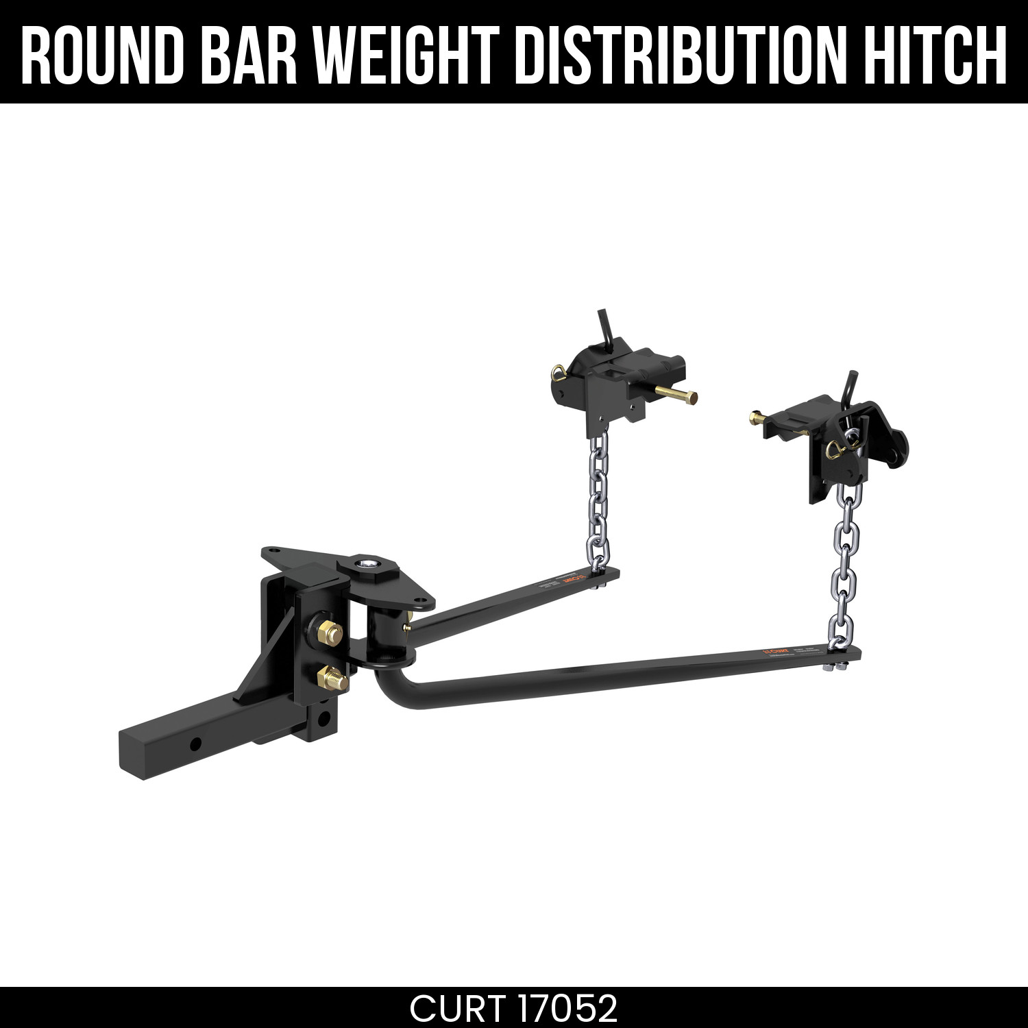 CURT Weight Distribution Hitch, Round Bar, 10K lbs, 2 Inch Shank, Lubricated