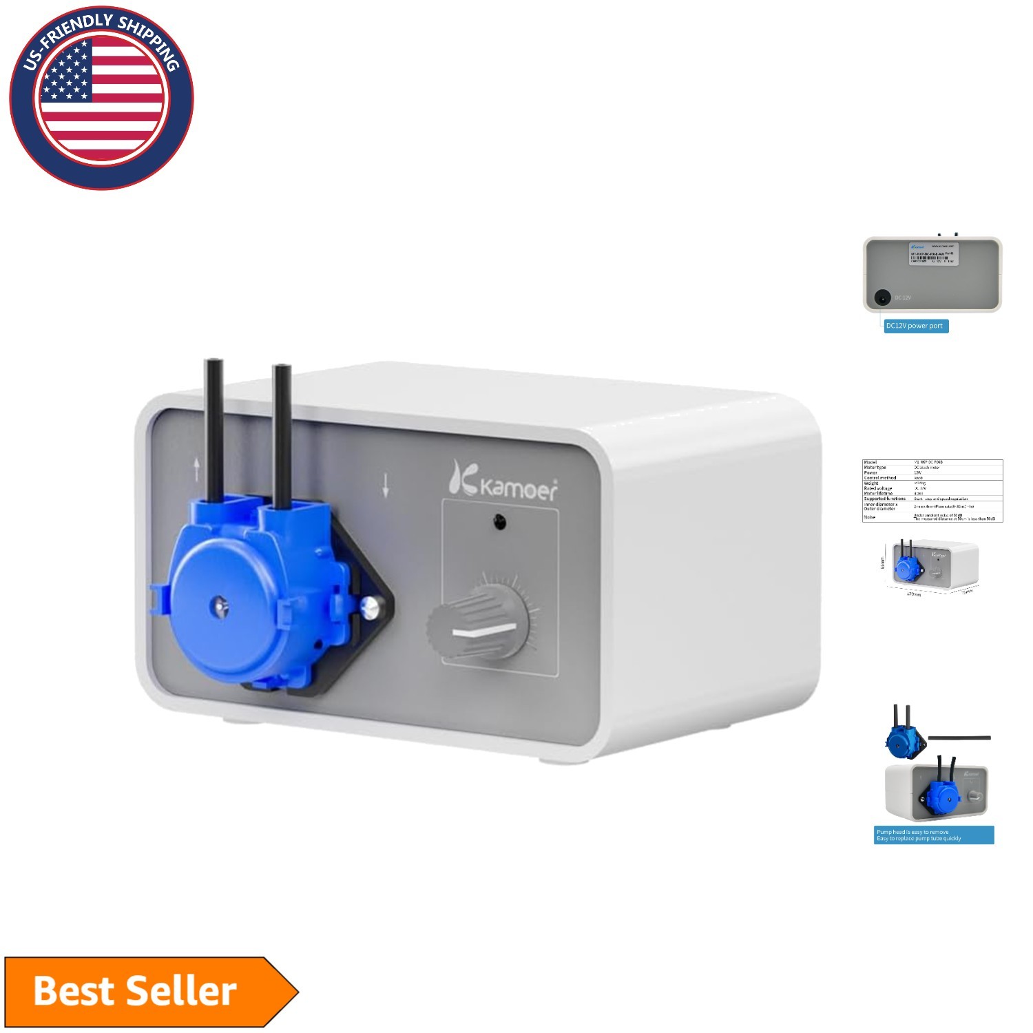 M1-NKP Peristaltic Pump 12V 5-30ml/min - Adjustable Liquid Dosing for Lab & F...