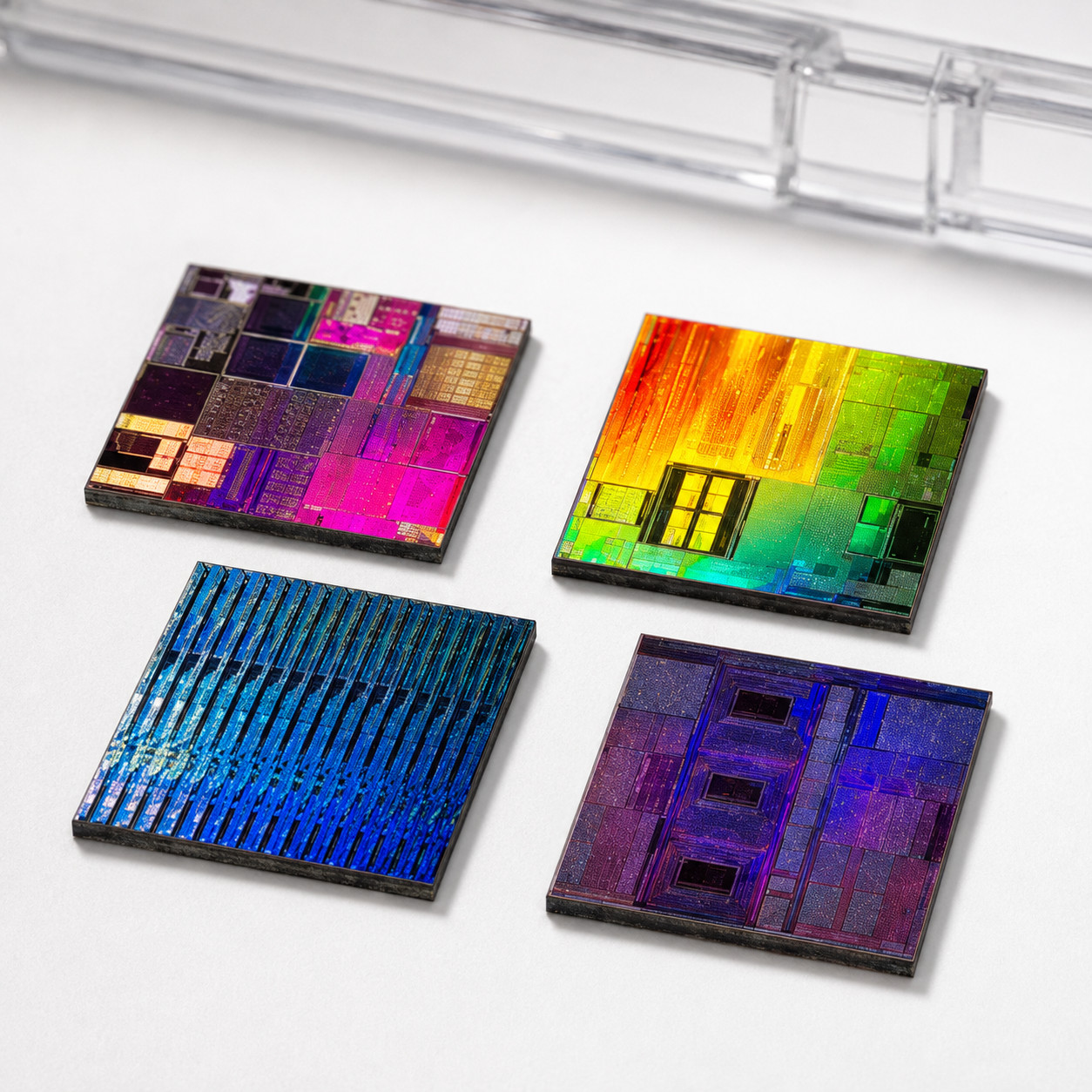 12Pcs CPU Silicon Chip Sample Box 20x20mm Engineering Collectible Display