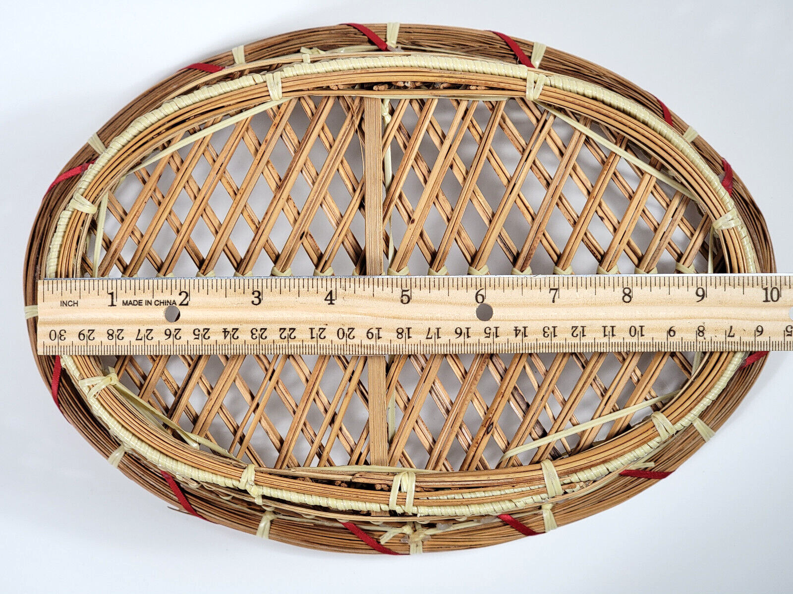 Decorative Wicker & Bamboo Open-Weave Bread Basket 12"x8"