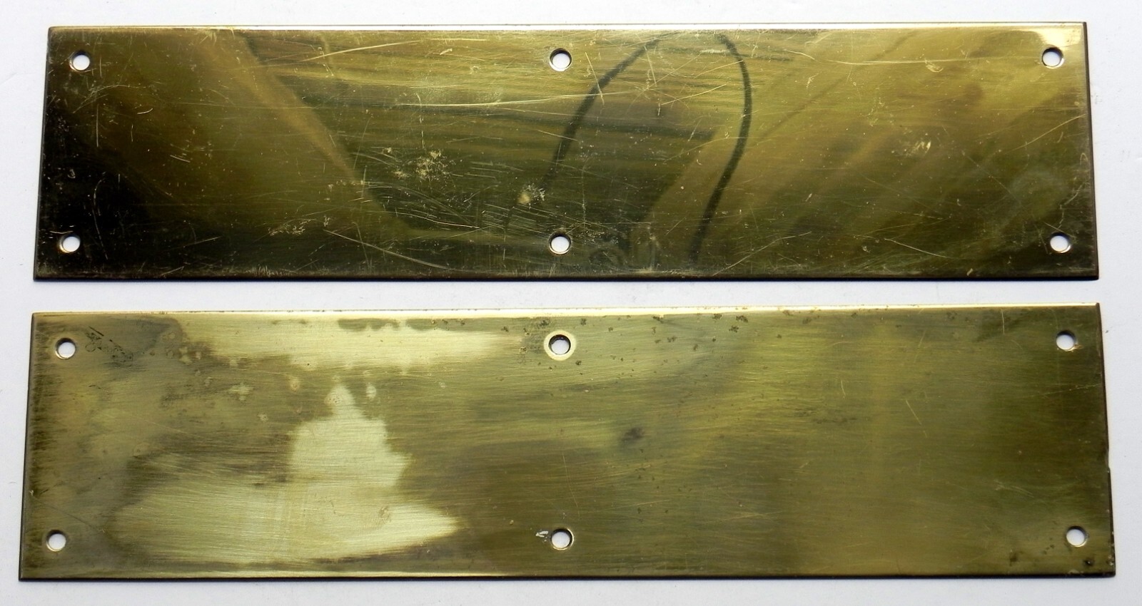 Original Vintage Brass Push Finger Plates 3.5 x 14" Better than photos Pair