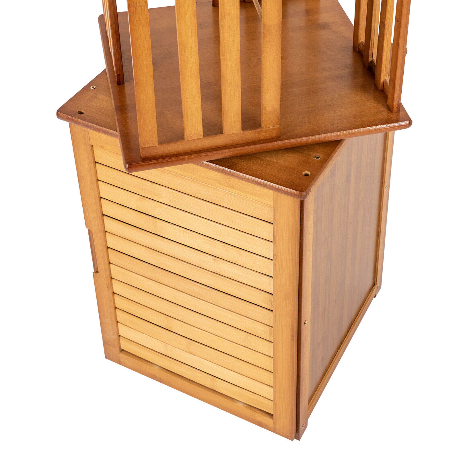 360° Rotating Bookshelf Wood Bookcase Storage Shelf Freestanding Display Rack US