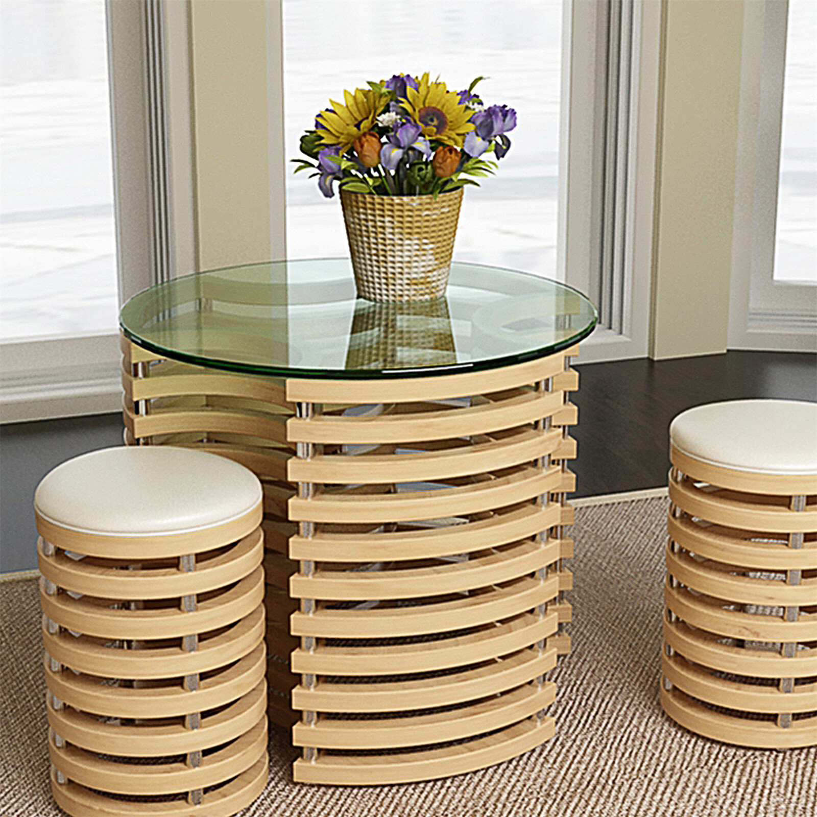 Round Tempered Glass Table Top 1/4'' 1/2'' 2/5" Thick Round Beveled Polished