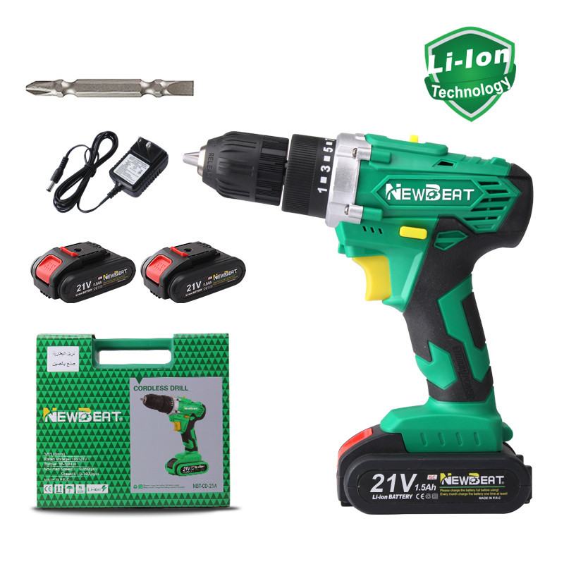Variable Speed Cordless Drill Driver 21V Li-Ion Battery w/ LED Work Light