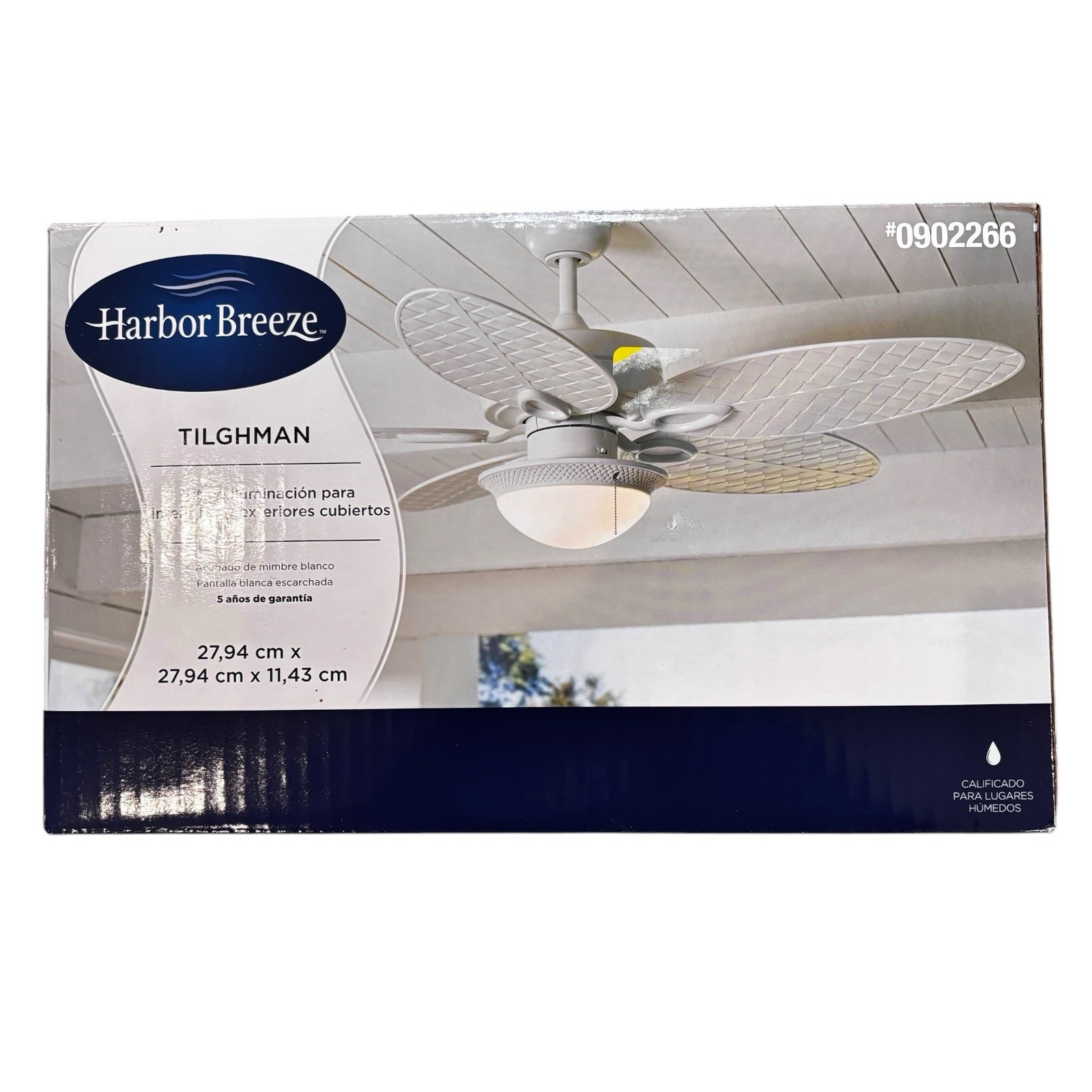 HARBOR BREEZE TILHMAN Ceiling Fan 2-Light KIT LED Frosted Glass WHITE WICKER NEW
