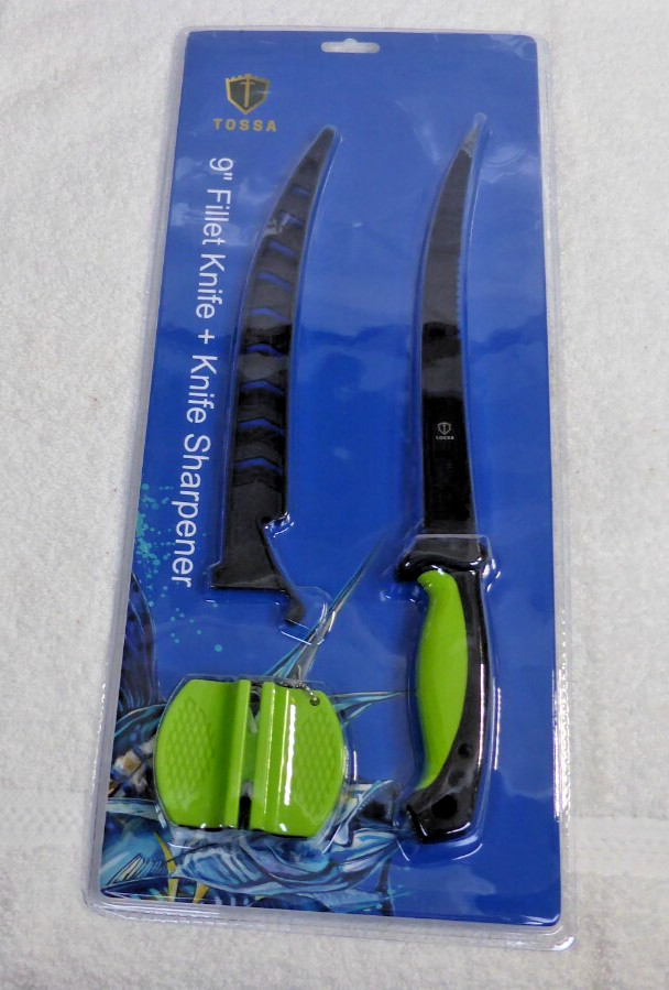 9" Fishing Knife Clip-on Protective Sheath Non-Slip Fillet Knife Coated SS Blade