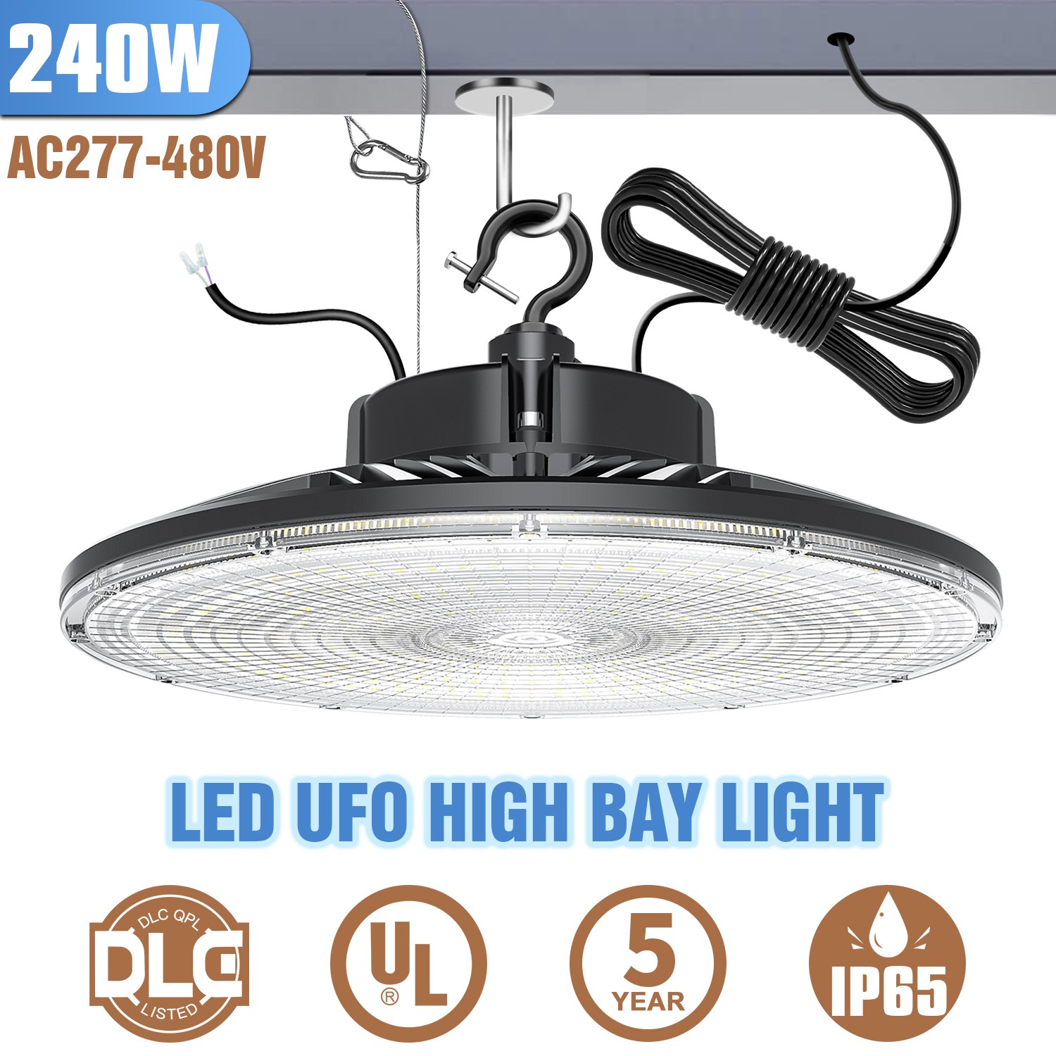 480V LED High Bay Light Fixture 240W Dimmable For Workshop Barn Garage Lighting