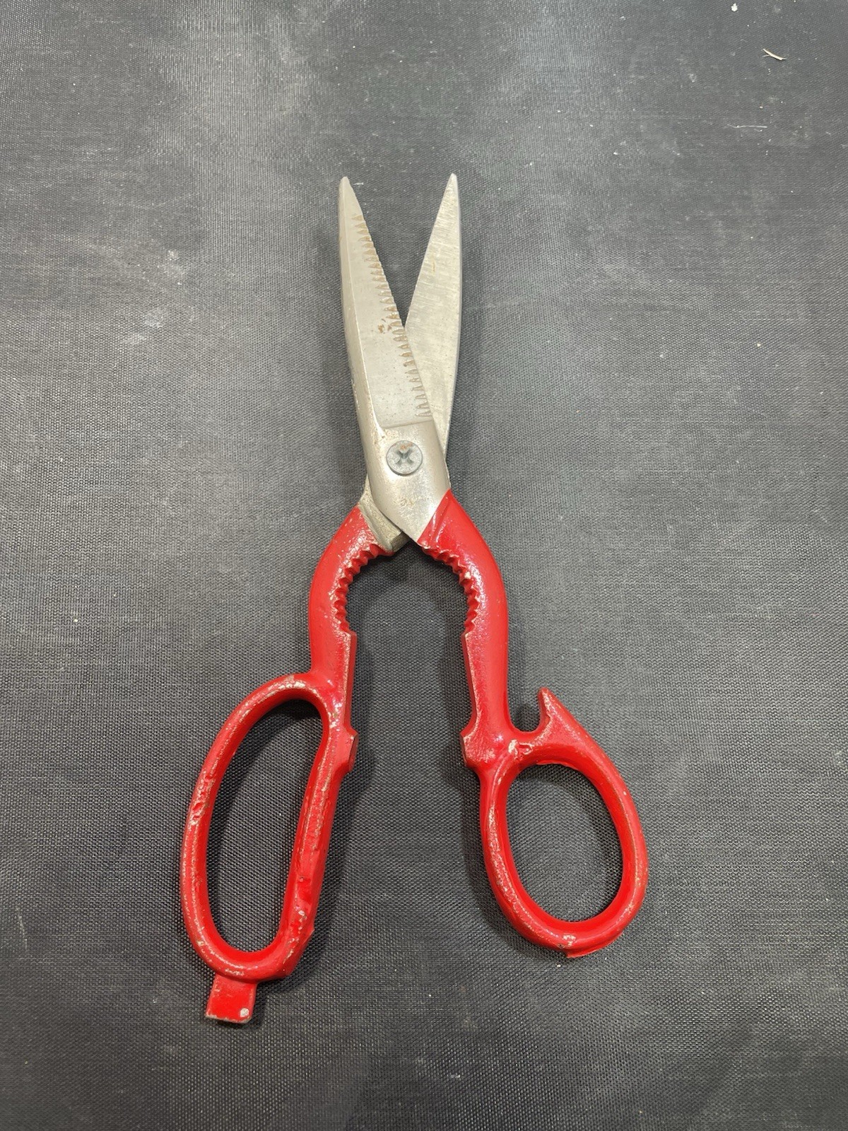 Vintage Red Kitchen Shears Scissors Jar Claw Bottle Opener Nut Cracker JAPAN
