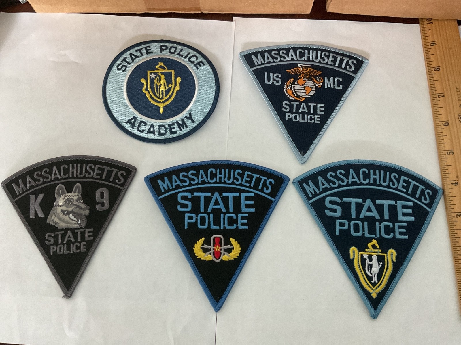 Massachusetts State Police  5 Patches  collectable and new