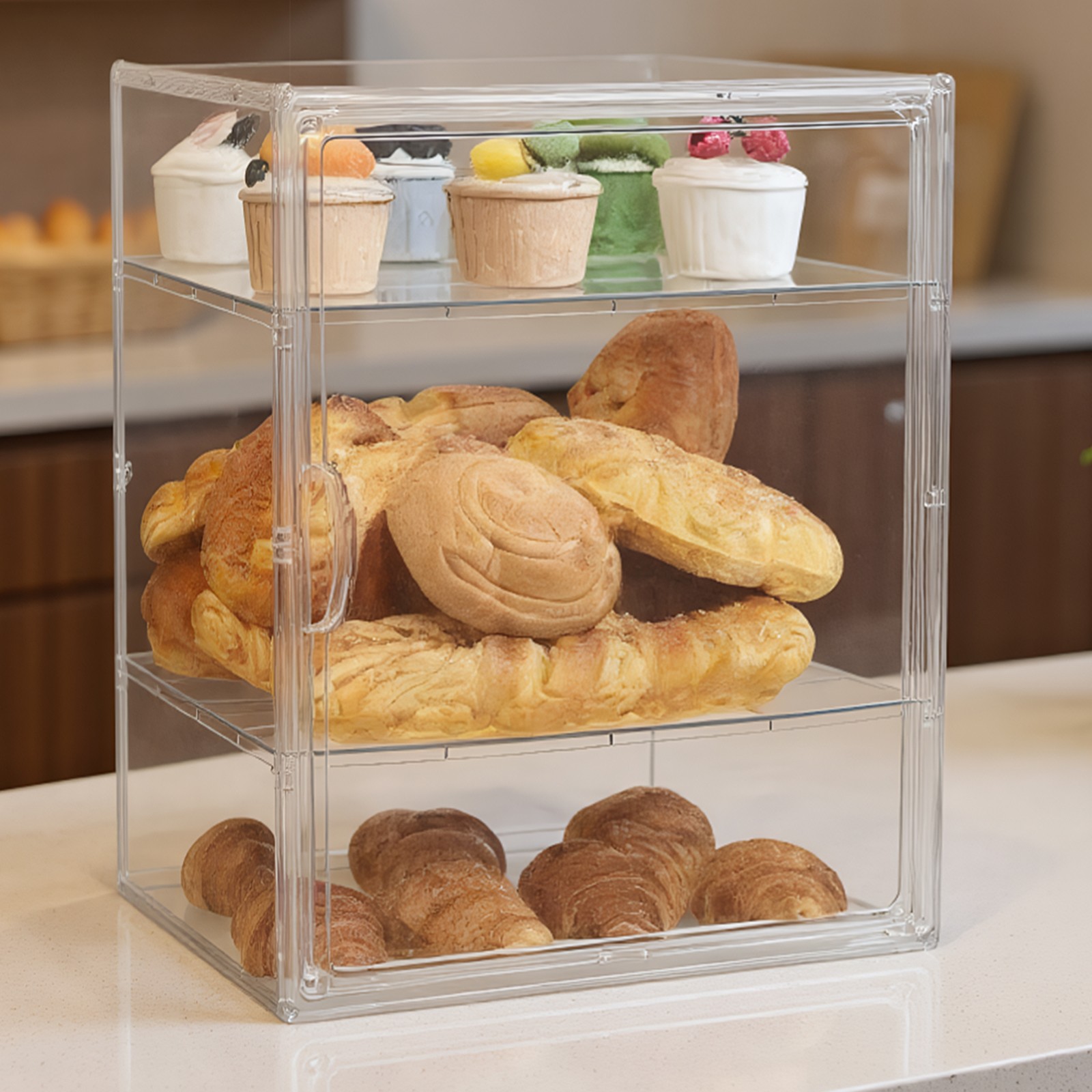 Stackable Storage Drawers Clear Acrylic Organizer Bathroom Make up (2 Partition)