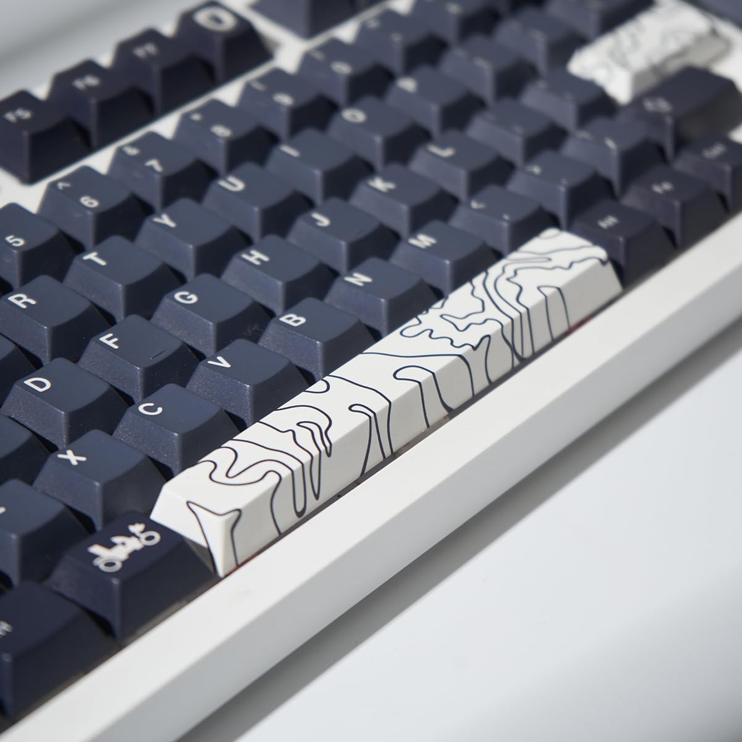 4pcs Keycaps, White Topographic Keycaps PBT Keycap Cherry Profile Dye-Sublima...