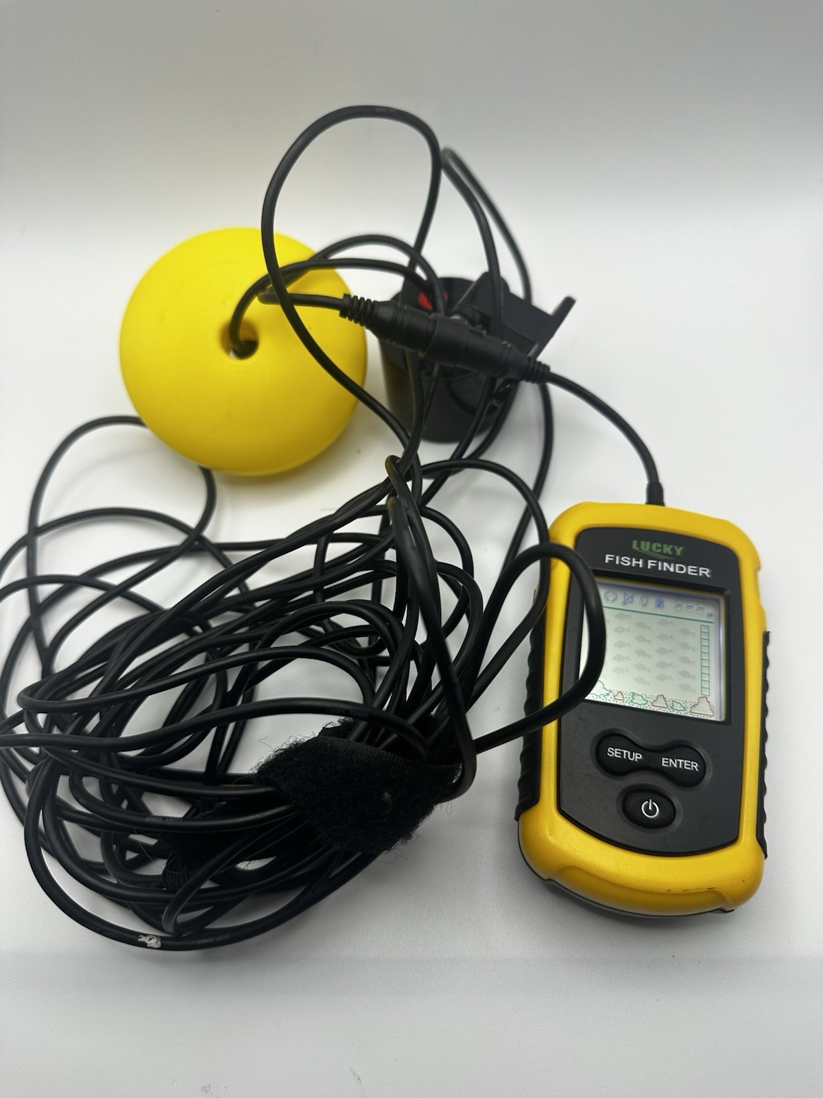 LUCKY Portable Fish Finder – Handheld Sonar, LCD Display, Castable Transducer