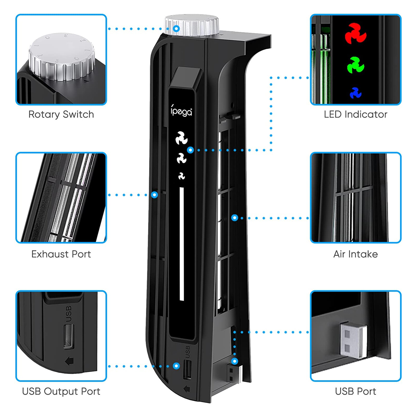 Upgraded Adjustable Cooling Fan Accessories for PS5 PlayStation 5 Console Cooler