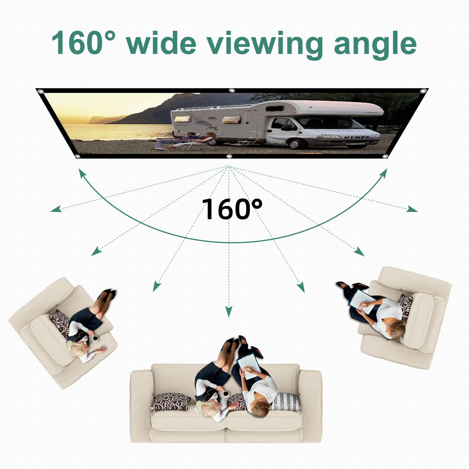 120 Inch Foldable Projector Screen for Wall, Front/Rear Projection
