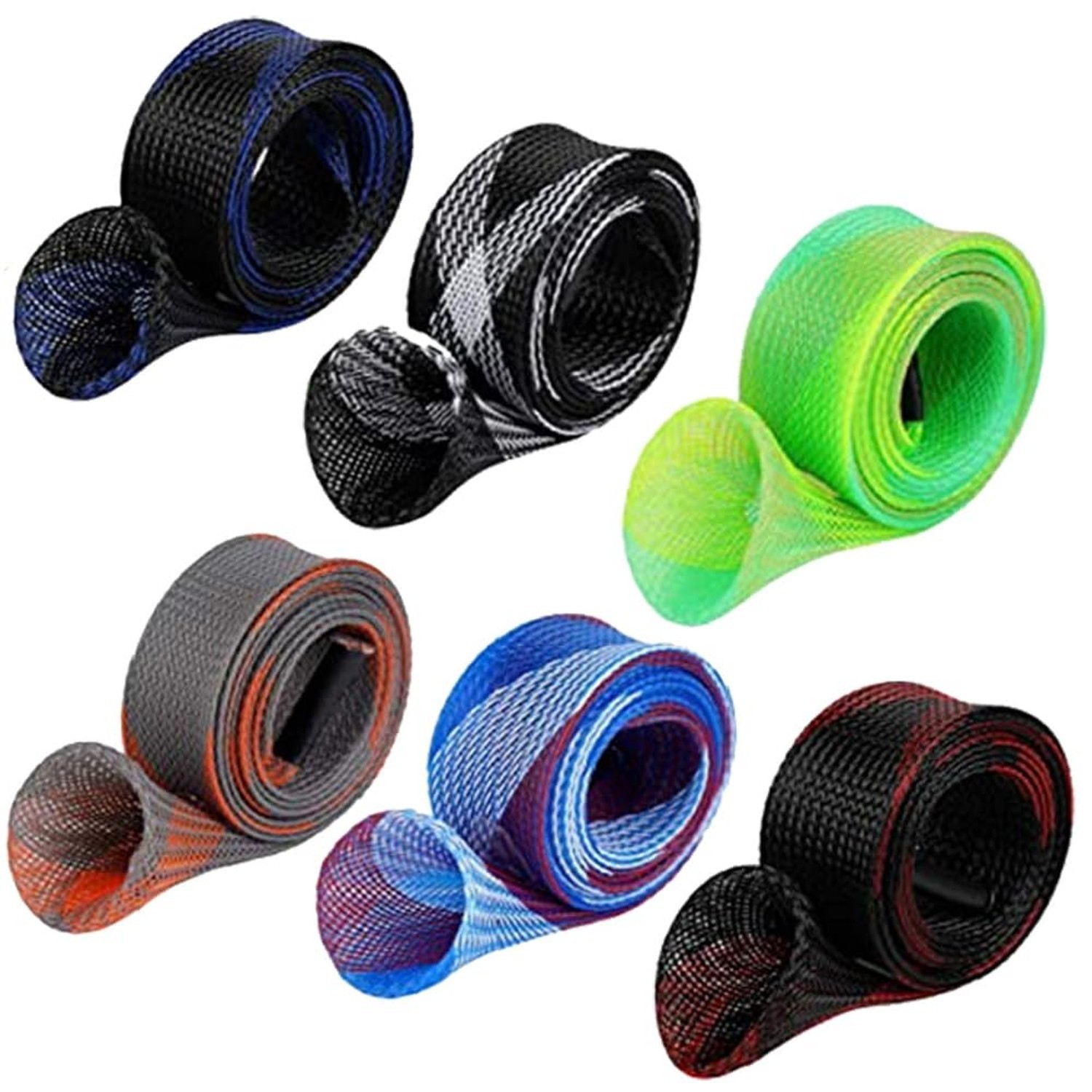 Yontree 6/12 Pack Fishing Rod Sleeve, Fishing Rod Cover Braided Mesh Rod Slee...