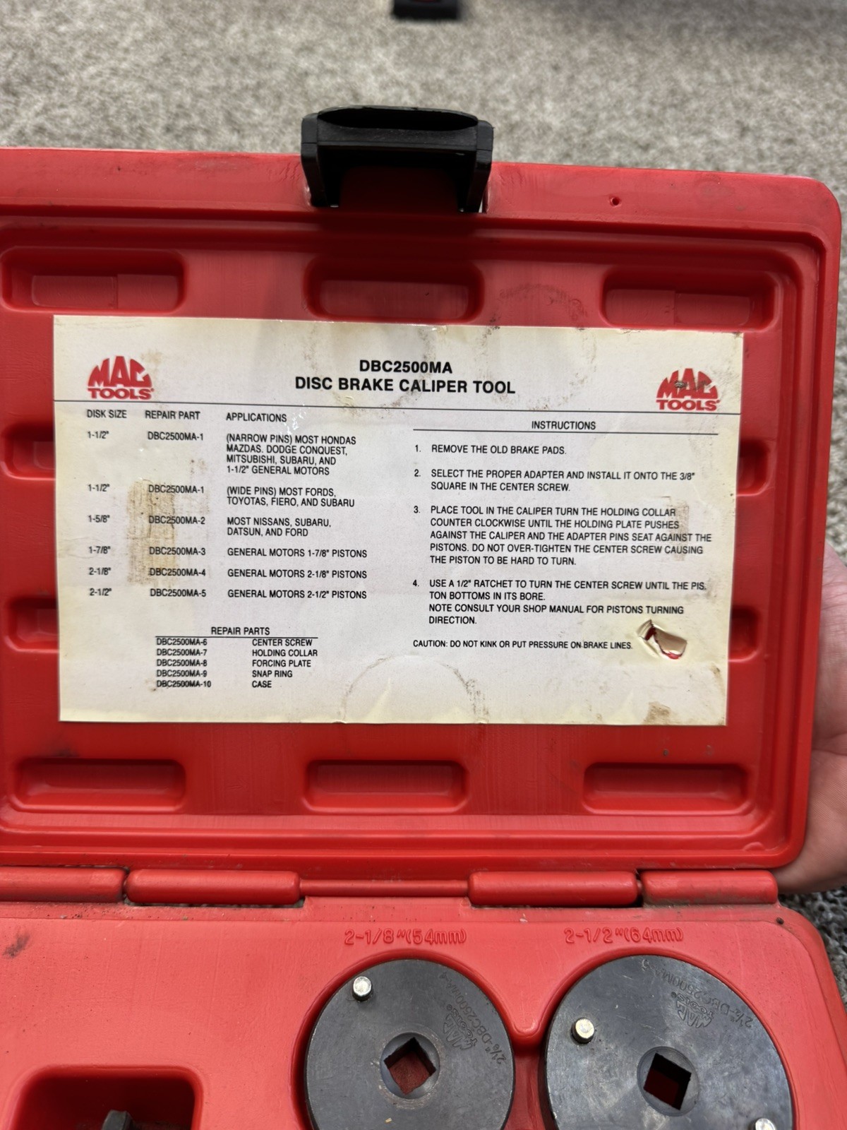 Mac DBC2500MA Disc Brake Caliper Set Used
