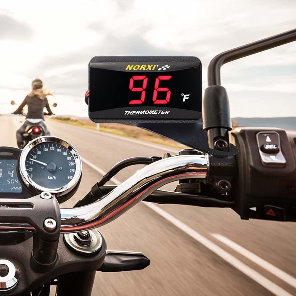 Motorcycle Engine Temperature Meter Fahrenheit, Over-Temperature Alert, Engin...