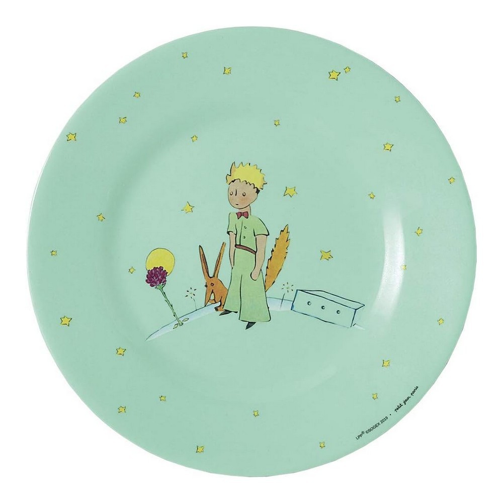 Petit Jour, The Little Prince and the Fox Dessert Plate (Green)
