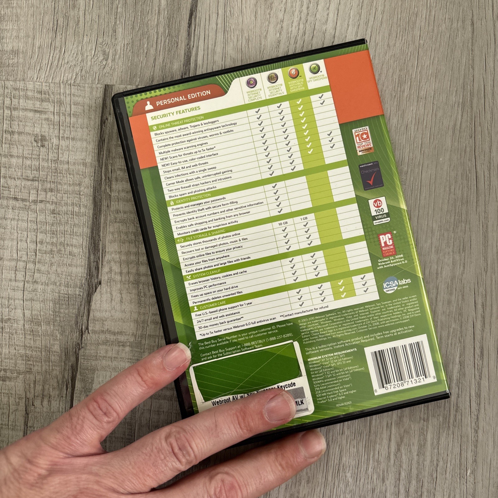 WEBROOT PERSONAL SECURITY PERSONAL EDITION DVD 2011