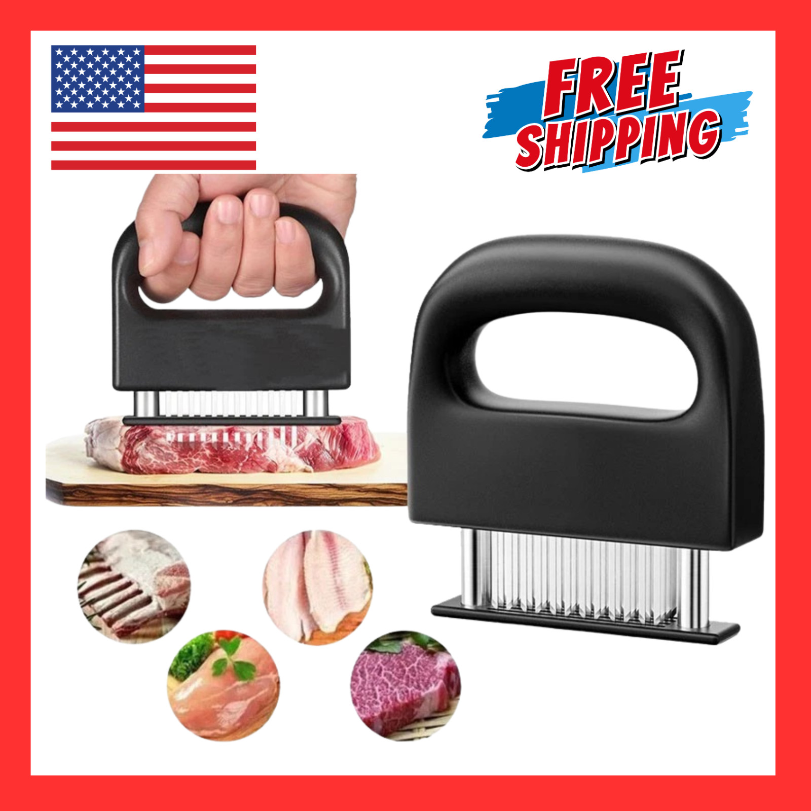48 Needles Stainless Steel Blade Beef Meat Tenderizer Kitchen Meat Poking Tool